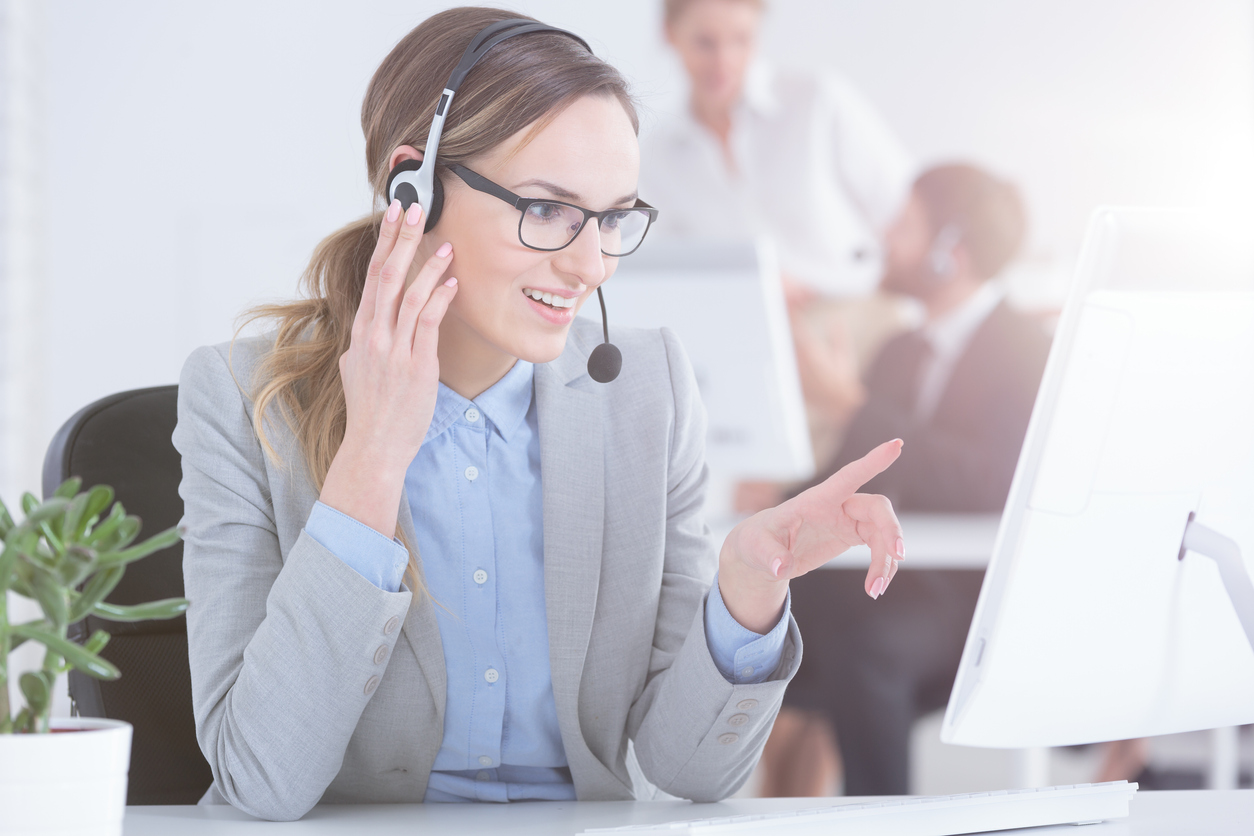 Call center worker in office